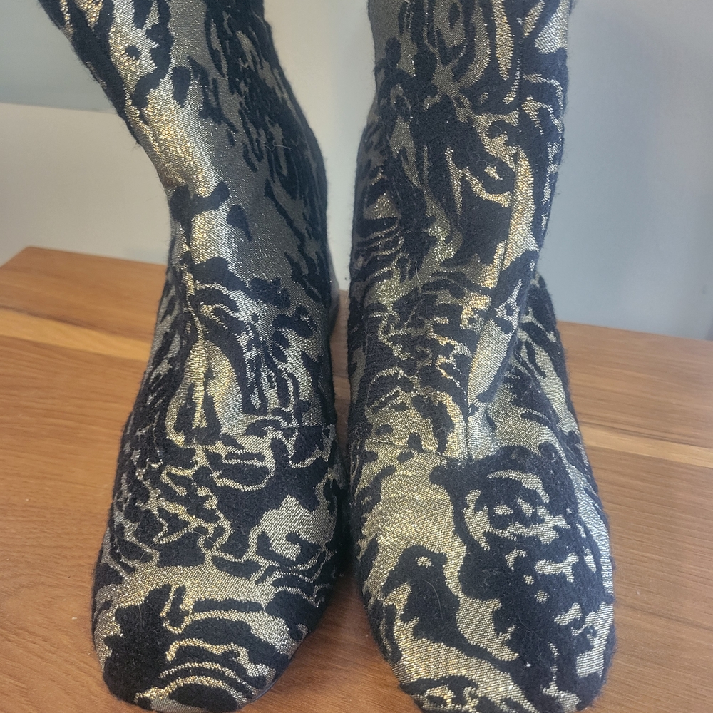 Nanette Lepore Black and Gold Ankle Boots